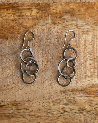 Vintage Sterling Silver Interlocking Loop Dangle Earrings