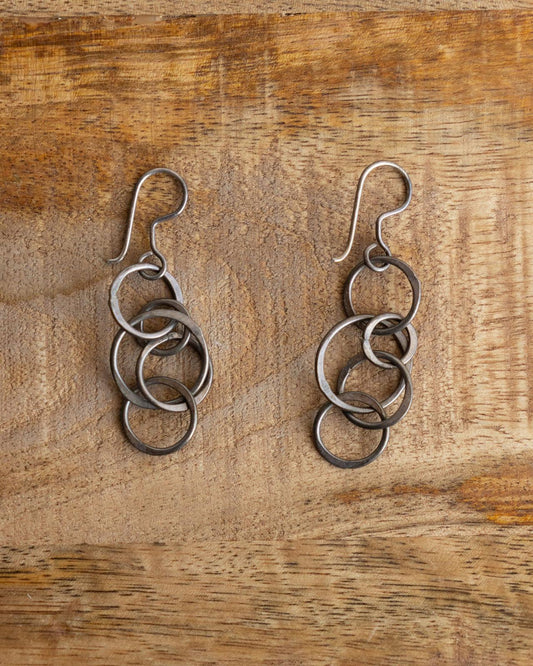Vintage Sterling Silver Interlocking Loop Dangle Earrings