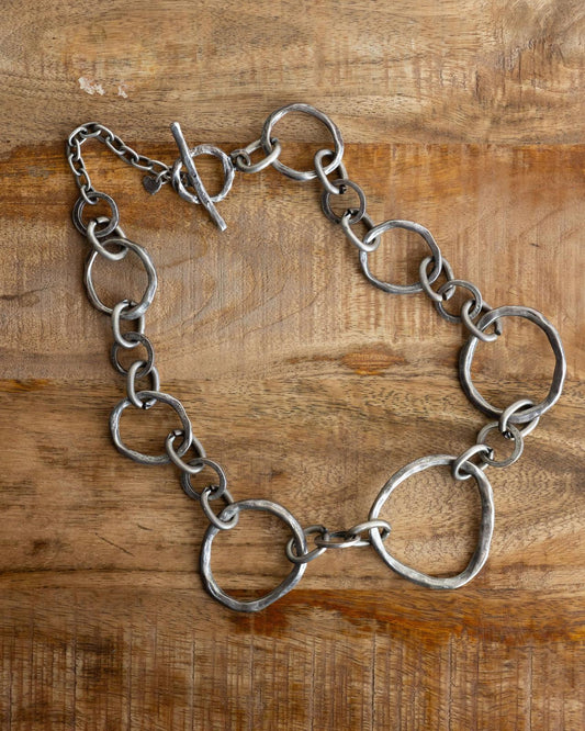 Vintage Silver Plated Brutalist Ring Necklace