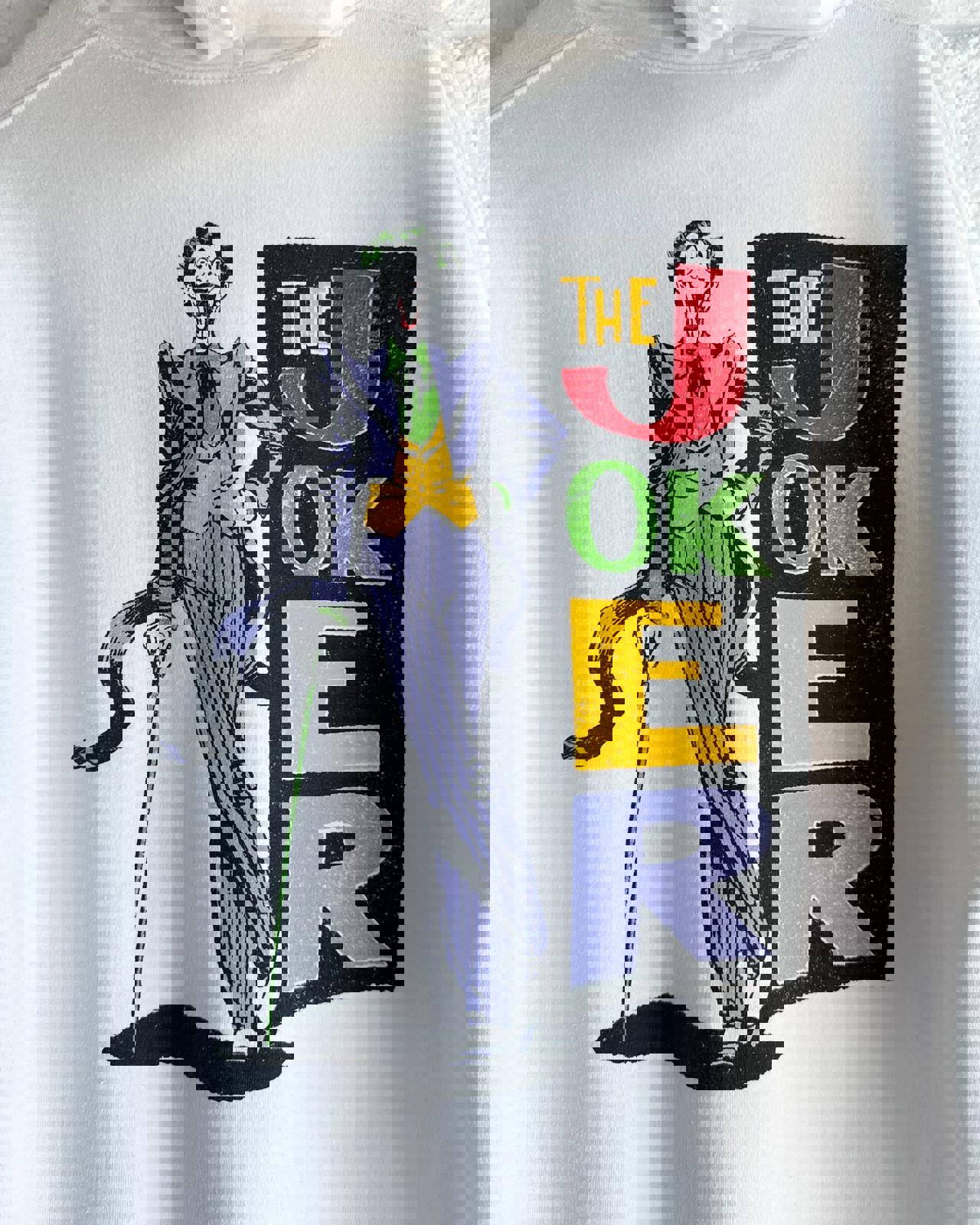 The Joker DC Comics Hoodie White Men's L Y2K Batman Superman Gotham Cartoon