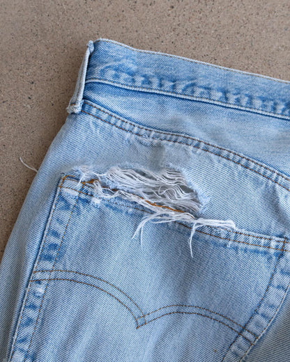 Vintage 70s 80s Levi's 501 Jeans Redline Selvedge Denim Men's Size 33x31 Kurt Cobain Distressed Light Wash