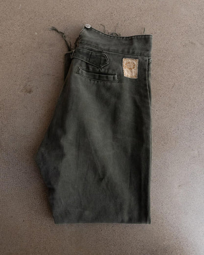 Vintage Wah Maker Frontier Western Pants Buckle Back Released Hem Men's Size 36x30 Olive Green