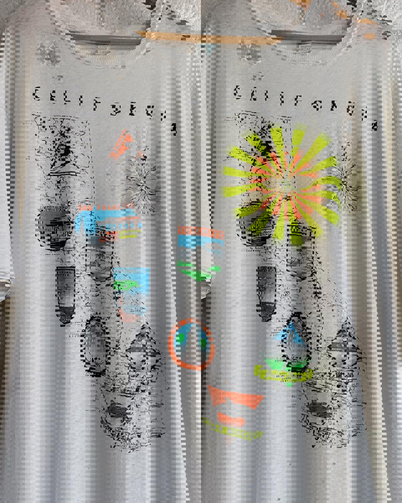 Vintage 80s California T Shirt Single Stitch Thrashed Threadbare Men's XL