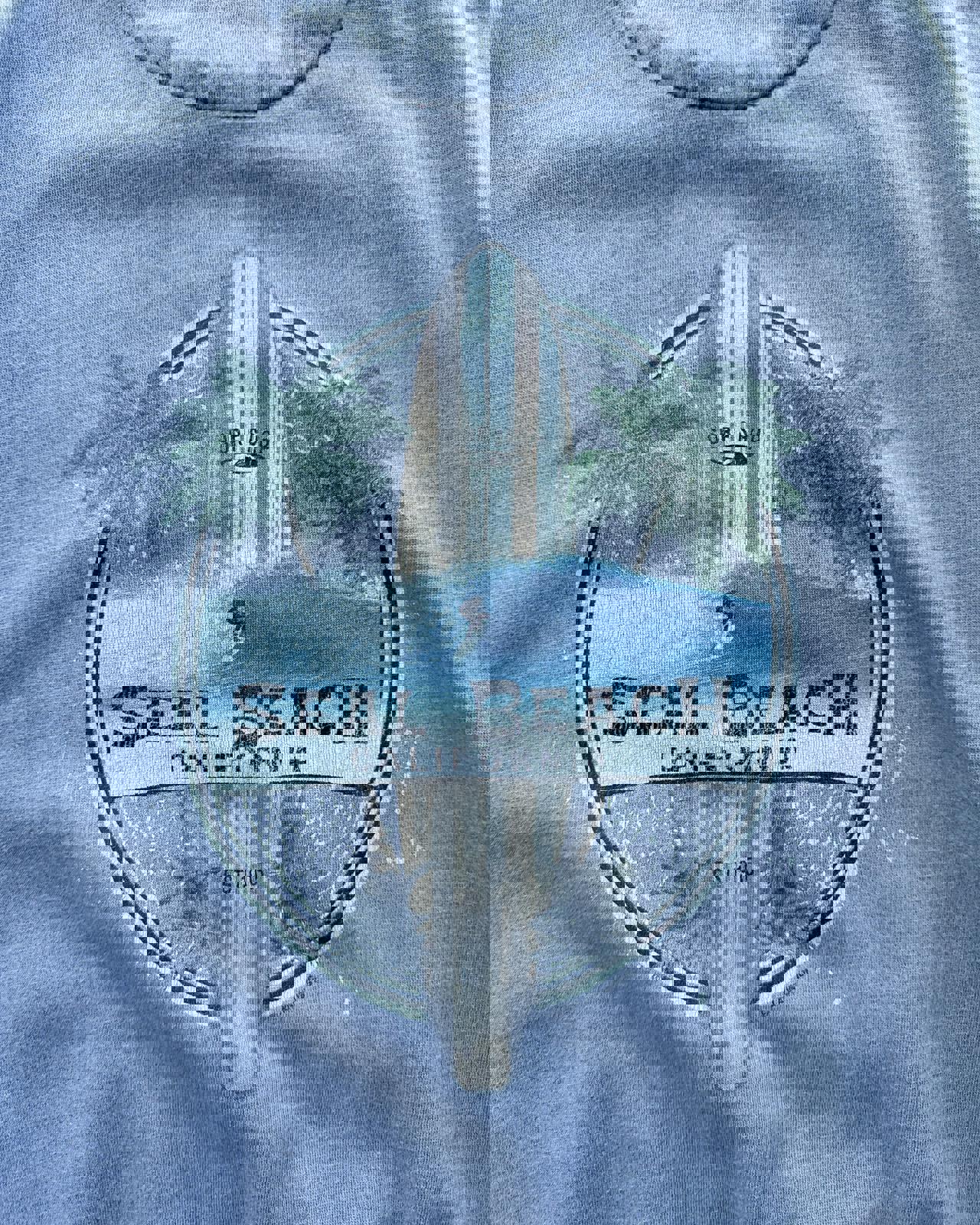 Vintage Seal Beach California Hoodie Men's M Y2K Surf Style Grunge Distressed