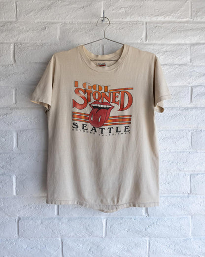 Vintage 80s The Rolling Stones T Shirt I Got Stoned Seattle 1981 Single Stitch Men's Size L Made In USA