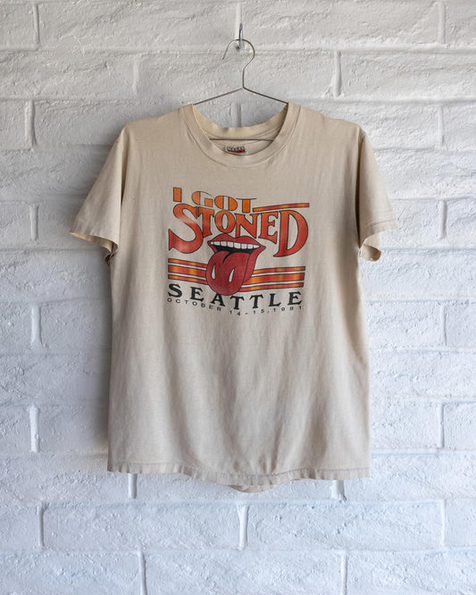 Vintage 80s The Rolling Stones T Shirt I Got Stoned Seattle 1981 Single Stitch Men's Size L Made In USA