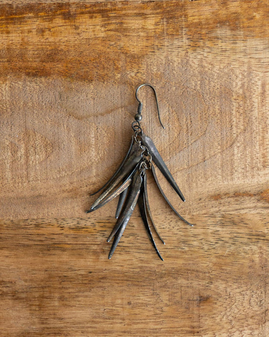 Vintage Sterling Silver Elongated Petal Dangle Earring