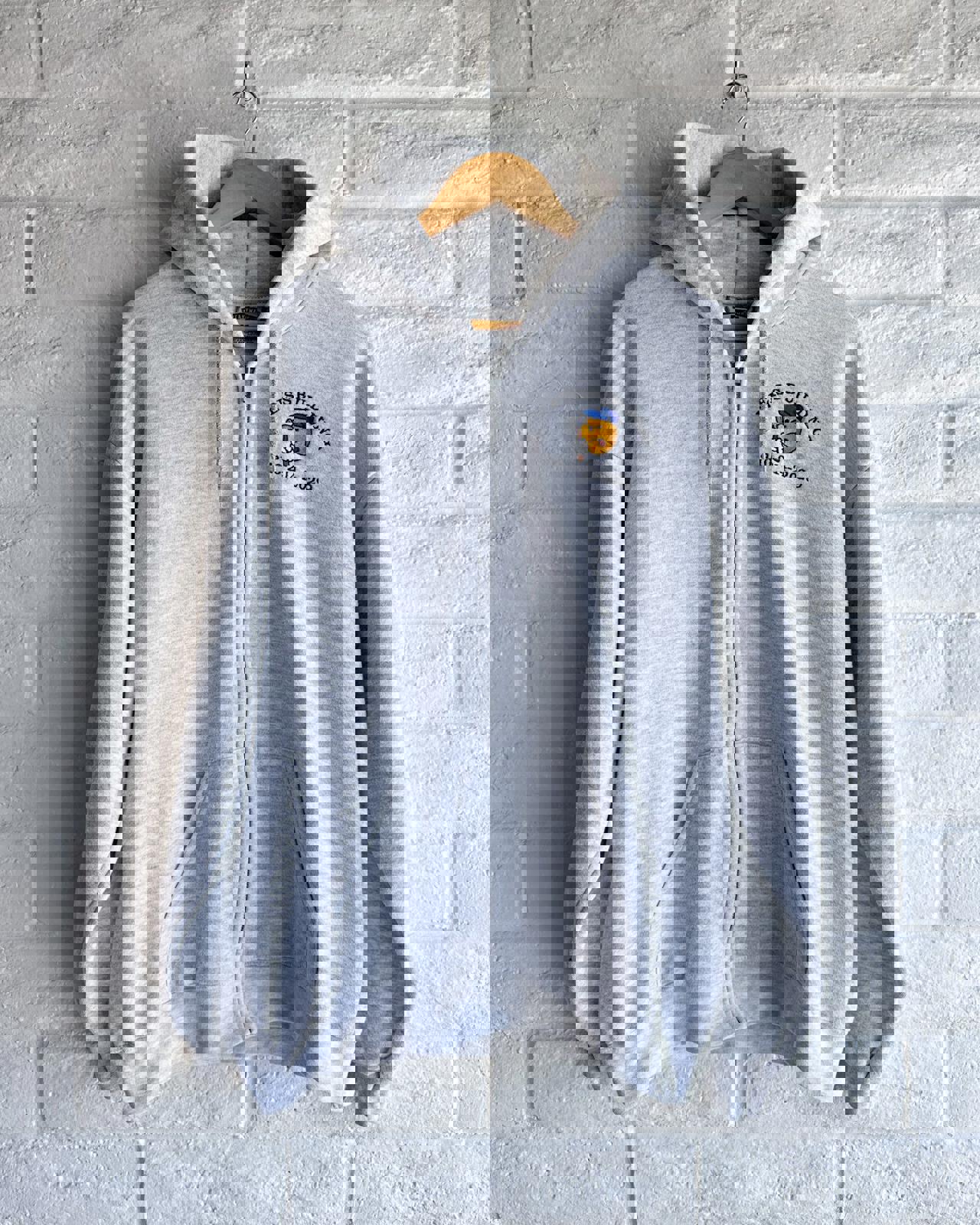 Vintage Lee Heavyweight Hoodie Y2K Gray Zip Up Weiss Building Workwear Men's L