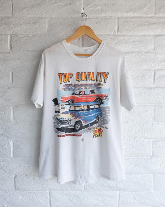 Vintage 90s Top Quality Electric Wiring T Shirt Retro Classic Cars Graphic Distressed Men's Size XL