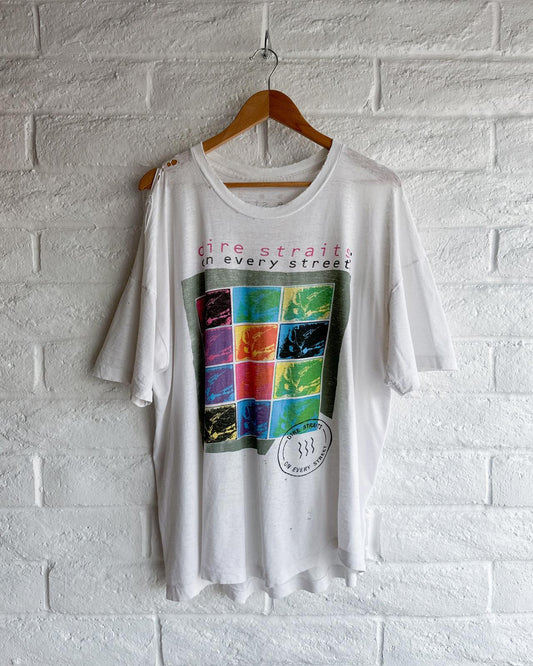 Vintage 90s Dire Straits On Every Street World Tour T Shirt Single Stitch Thrashed Threadbare Men's XL