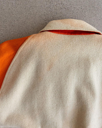 Vintage 40s 50s Orange Reversible Wool Satin Varsity Jacket T Letter Chenille Patch Men's 46 - L/XL Made In USA