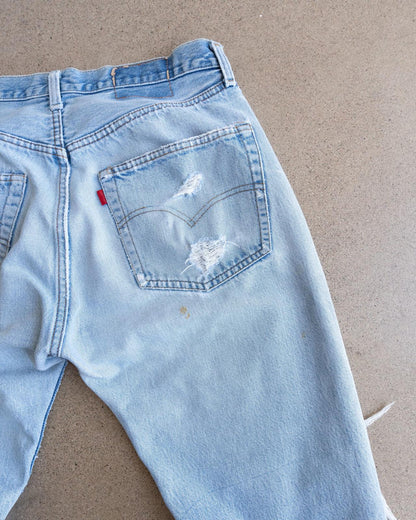 Vintage 70s 80s Levi's 501 Jeans Redline Selvedge Denim Men's Size 33x31 Kurt Cobain Distressed Light Wash