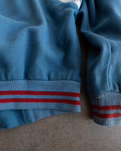 Vintage 70s 80s Blue Wool Varsity Jacket P Letter Chenille Patch Men's L Made In USA