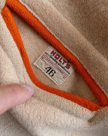 Vintage 40s 50s Orange Reversible Wool Satin Varsity Jacket T Letter Chenille Patch Men's 46 - L/XL Made In USA