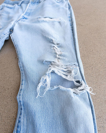 Vintage 70s 80s Levi's 501 Jeans Redline Selvedge Denim Men's Size 33x31 Kurt Cobain Distressed Light Wash