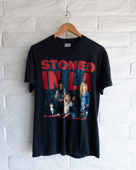 Vintage 80s Guns N Roses Stoned In LA Coliseum Single Stitch T Shirt Men's Size L Made In USA