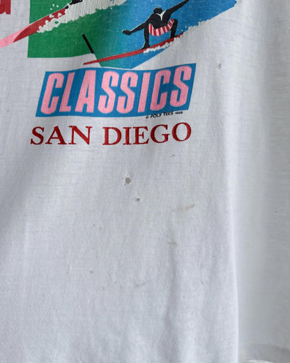 Vintage 80s Poly Tees Hawaii San Diego Long Boards T Shirt Single Stitch Distressed Men's L