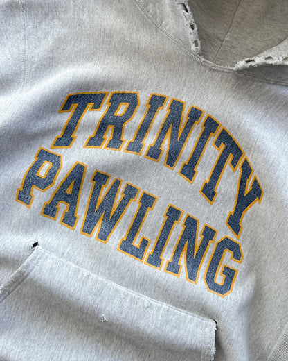 Thrashed Vintage 1970s Champion Reverse Weave Hoodie Trinity Pawling Men's M College Prep Boarding School Distressed