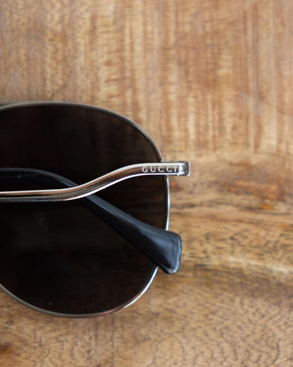 Gucci Aviator Sunglasses Silver Black Style GG0969S