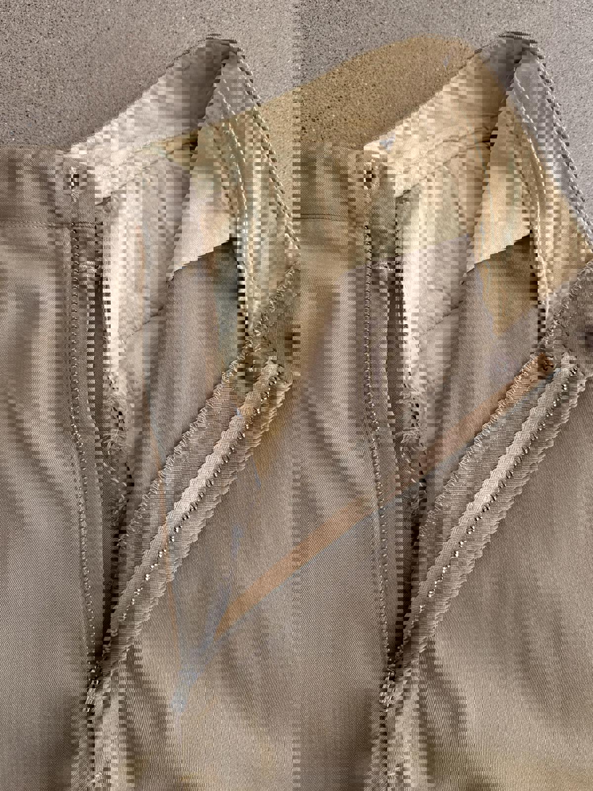 Vintage 50s 60s Khaki Gaberdine Trouser Pants Highrise 30x30