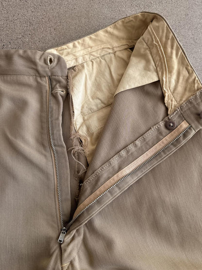 Vintage 50s 60s Khaki Gaberdine Trouser Pants Highrise 30x30