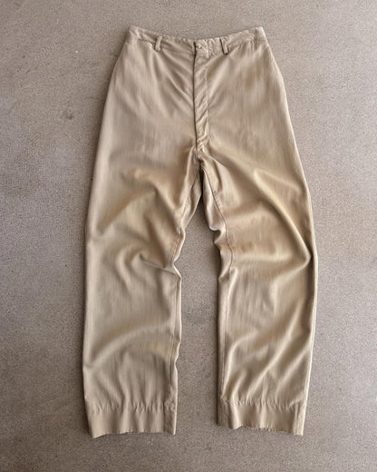 Vintage 50s 60s Khaki Gaberdine Trouser Pants Highrise 30x30