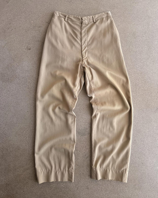 Vintage 50s 60s Khaki Gaberdine Trouser Pants Highrise 30x30