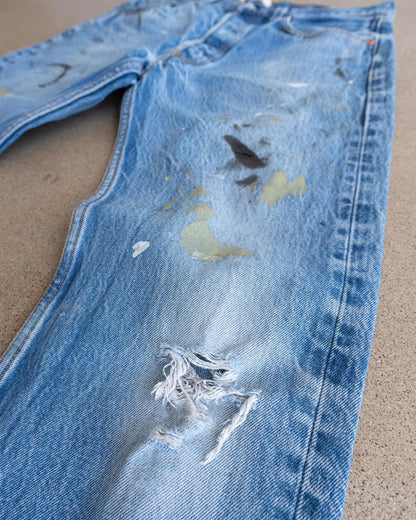 Vintage 90s Levi's 501 Jeans Button Fly Paint Splatter Distressed Men's 30x29