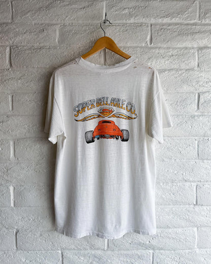 Vintage 80s Super Bell Axle Hot Rod T Shirt Single Stitch Distressed Men's L