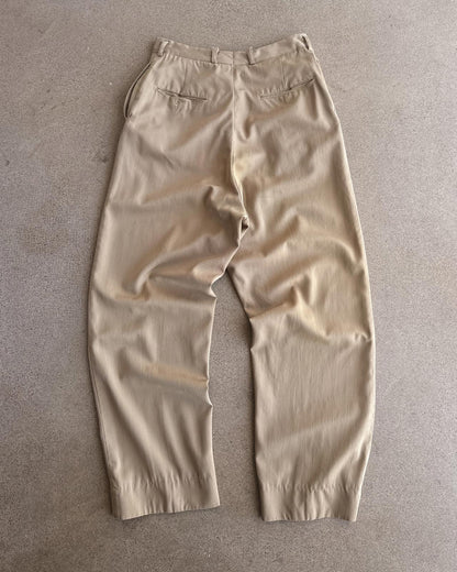 Vintage 50s 60s Khaki Gaberdine Trouser Pants Highrise 30x30