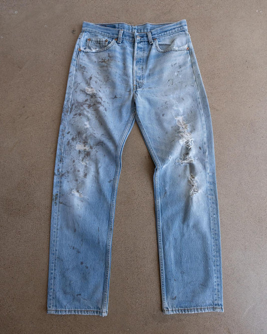 Vintage 90s Levi’s 501xx Jeans Button Fly Paint Distressed Men's Size 31x30 Made In USA