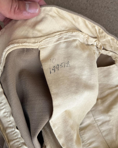Vintage 50s 60s Khaki Gaberdine Trouser Pants Highrise 30x30