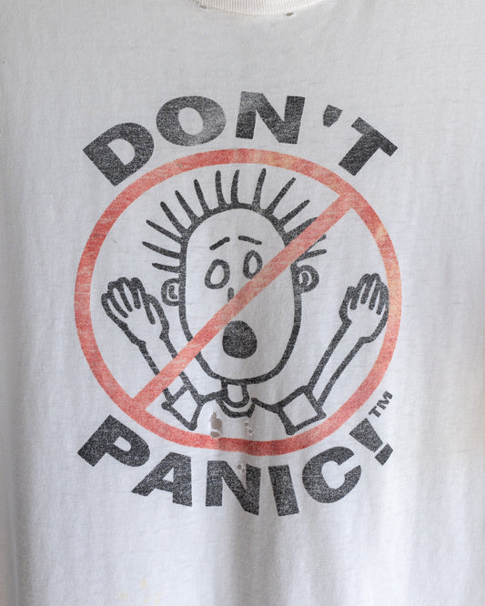 Vintage 90s Don't Panic T Shirt Distressed Threadbare Single Stitch Men's Size XL Made in USA 