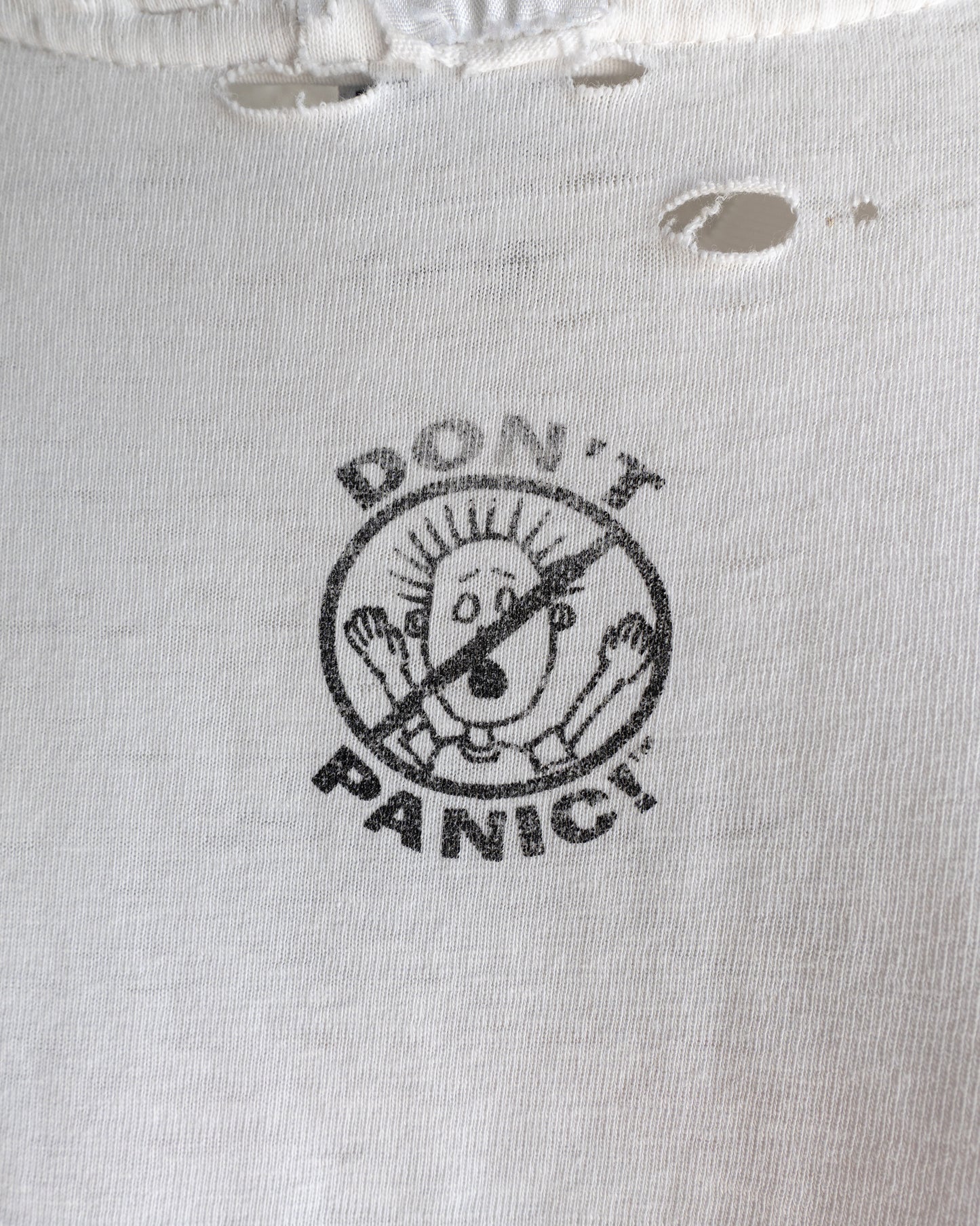 Vintage 90s Don't Panic T Shirt Distressed Threadbare Single Stitch Men's Size XL Made in USA&nbsp;