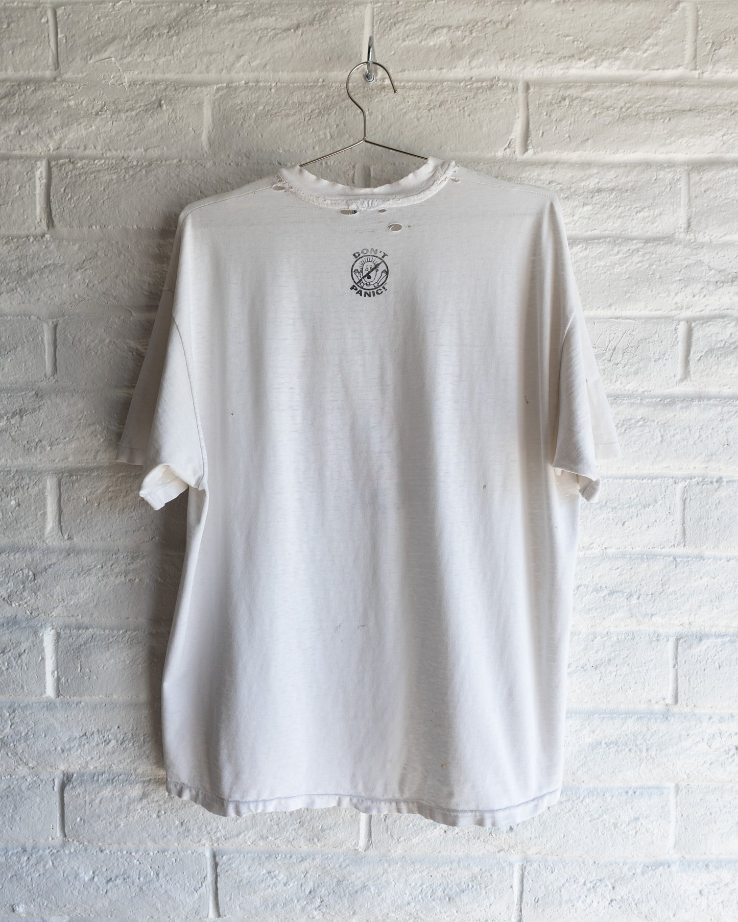 Vintage 90s Don't Panic T Shirt Distressed Threadbare Single Stitch Men's Size XL Made in USA&nbsp;