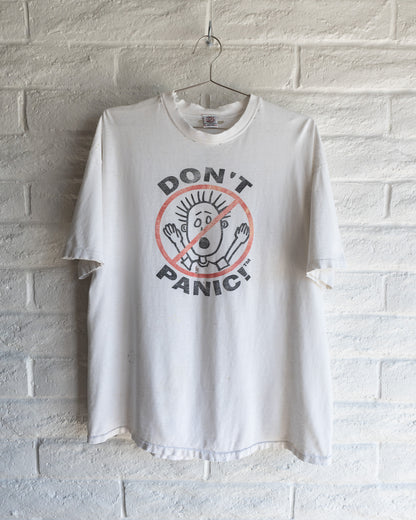 Vintage 90s Don't Panic T Shirt Distressed Threadbare Single Stitch Men's Size XL Made in USA&nbsp;