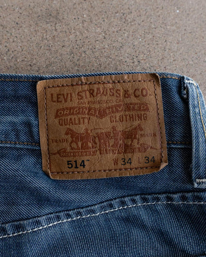 Vintage Levi's 514 Jeans Y2K Slim Straight Raw Wash Denim Men's Size 35x34