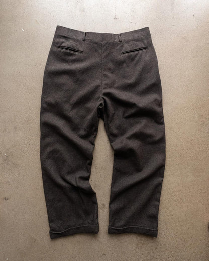 Vintage Brown Pleated Cuffed Wool Trouser Pants Straight Leg 100% Pure Wool Men's 37x29
