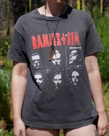 Vintage 90s Rammstein Single Stitch T Shirt Sun Faded Distressed Men's Size L
