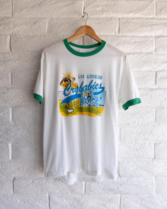 Vintage 80s Los Angeles Crybabies San Diego Padres Ringer T Shirt Men's Size L Made In USA