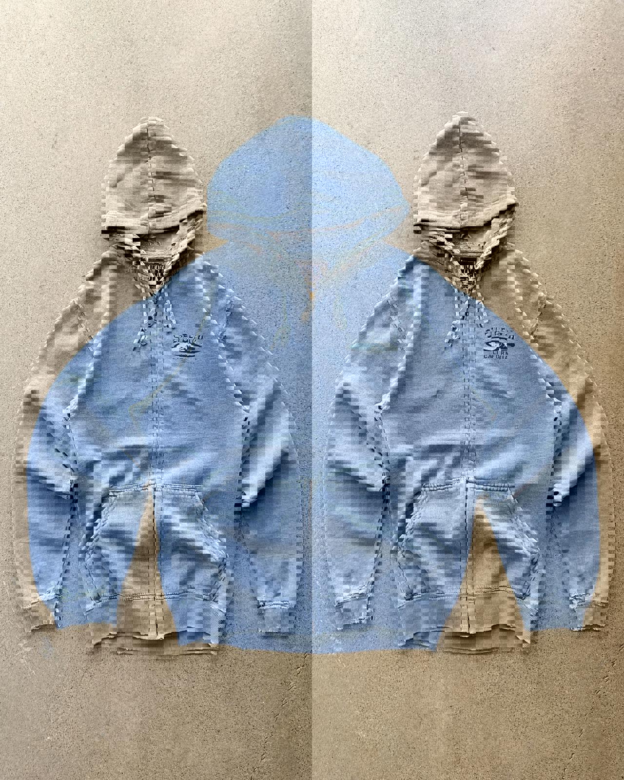 Vintage Seal Beach California Hoodie Men's M Y2K Surf Style Grunge Distressed