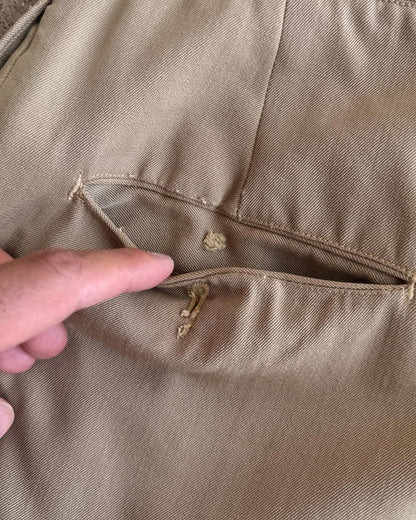 Vintage 50s 60s Khaki Gaberdine Trouser Pants Highrise 30x30