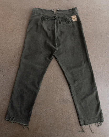 Vintage Wah Maker Frontier Western Pants Buckle Back Released Hem Men's Size 36x30 Olive Green
