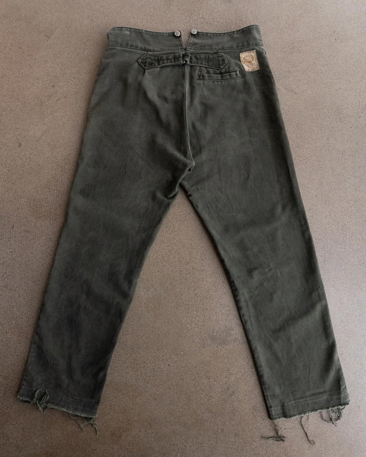 Vintage Wah Maker Frontier Western Pants Buckle Back Released Hem Men's Size 36x30 Olive Green