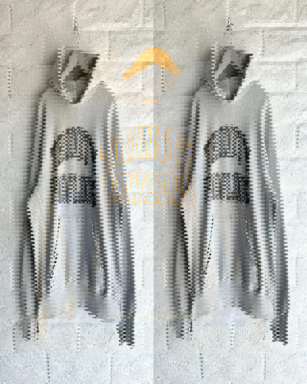 Thrashed Vintage 1970s Champion Reverse Weave Hoodie Trinity Pawling Men's M College Prep Boarding School Distressed