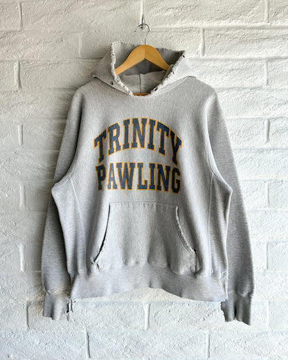 Thrashed Vintage 1970s Champion Reverse Weave Hoodie Trinity Pawling Men's M College Prep Boarding School Distressed