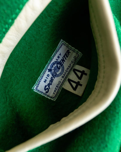 Vintage 60s Green Wool Varsity Jacket M Letter Chenille Patch 1965 Southern League Football Co-Champions Men's Size 44 - M/L