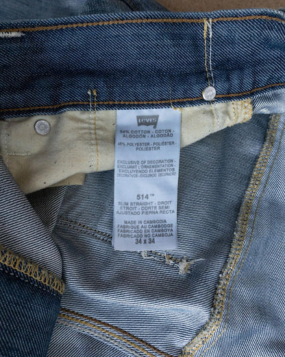 Vintage Levi's 514 Jeans Y2K Slim Straight Raw Wash Denim Men's Size 35x34