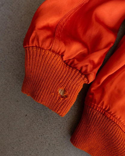 Vintage 40s 50s Orange Reversible Wool Satin Varsity Jacket T Letter Chenille Patch Men's 46 - L/XL Made In USA