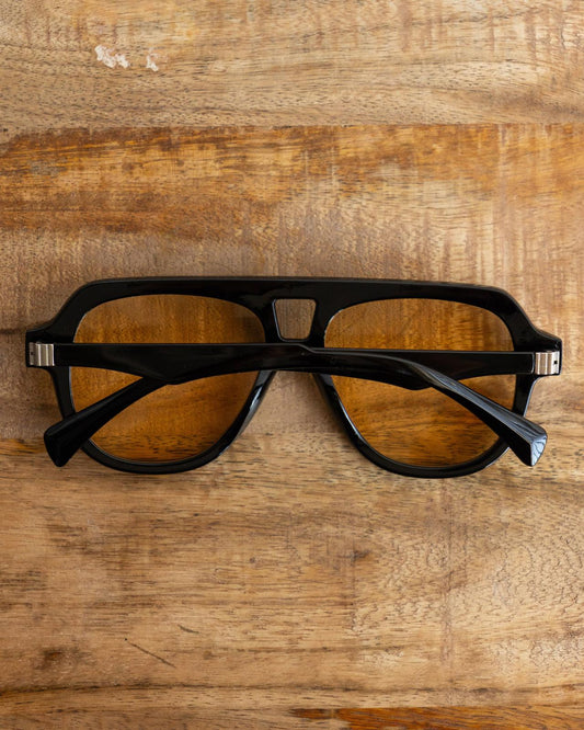 Retro 80s Style Aviator Sunglasses Black Orange Tint Punk